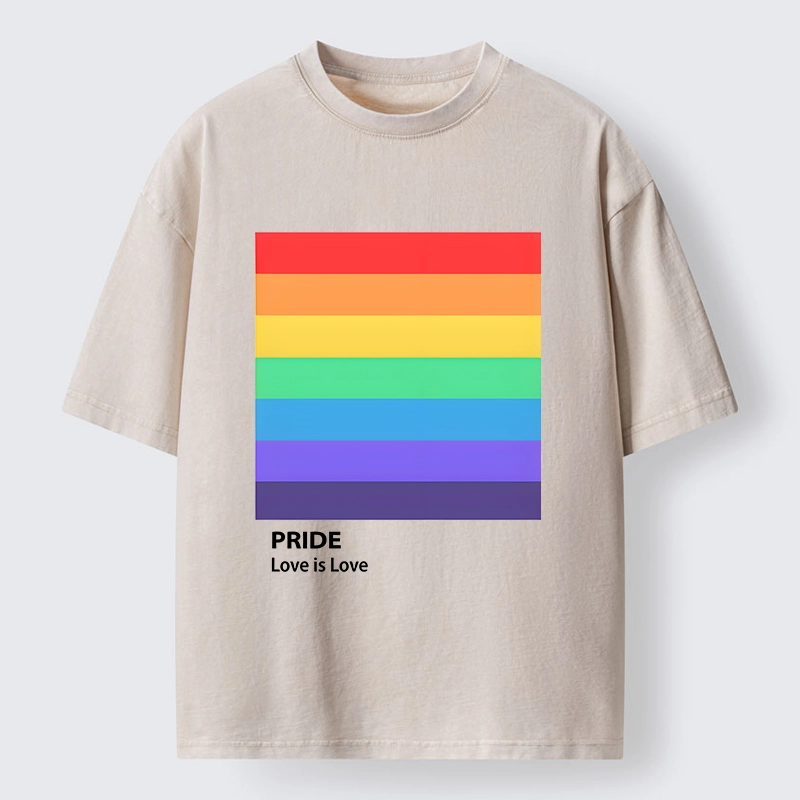 Tokyo-Tiger Pride Month Rainbow Flag Art Washed T-Shirt