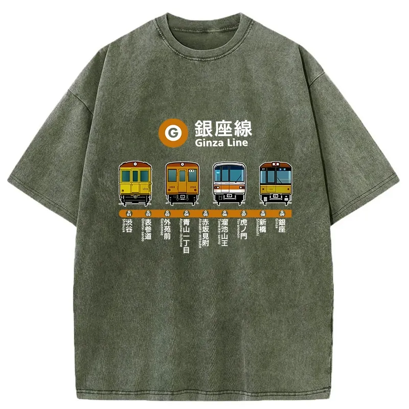 Tokyo-Tiger Japanese Ginza Line Washed T-Shirt