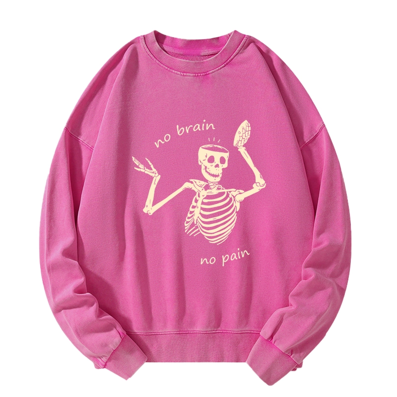 Tokyo-Tiger Skeletons Feel No Pain Washed Sweatshirt