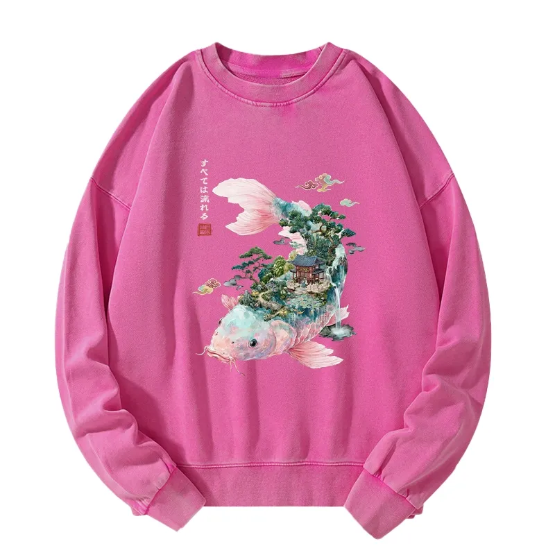 Tokyo-Tiger Journey Of The Flowing Koi Washed Sweatshirt