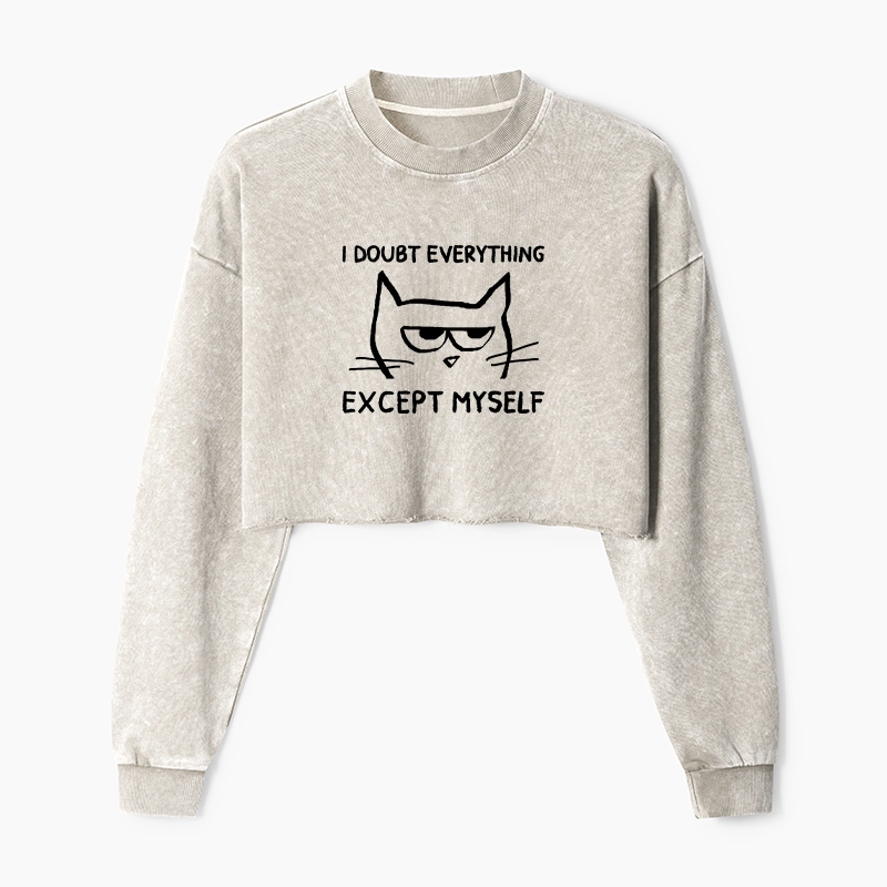 Tokyo-Tiger Confident Kitten Washed Crop Sweatshirt