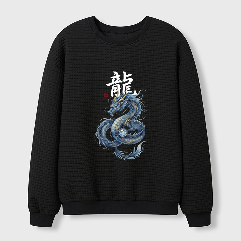 Tokyo-Tiger Mythic Blue Dragon Waffle Sweatshirt