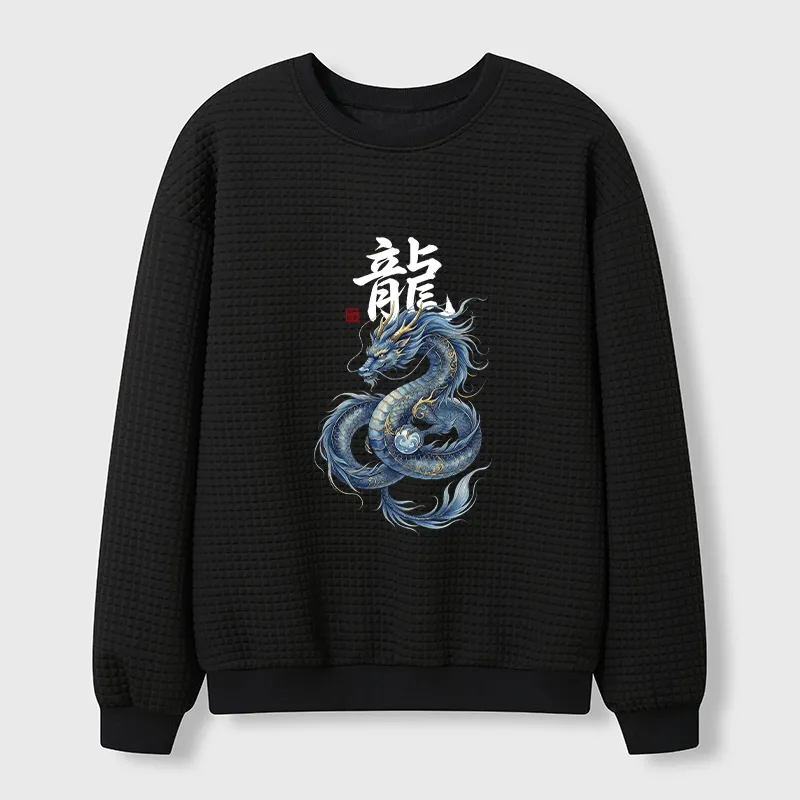 Tokyo-Tiger Mythic Blue Dragon Waffle Sweatshirt
