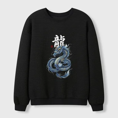 Tokyo-Tiger Mythic Blue Dragon Waffle Sweatshirt