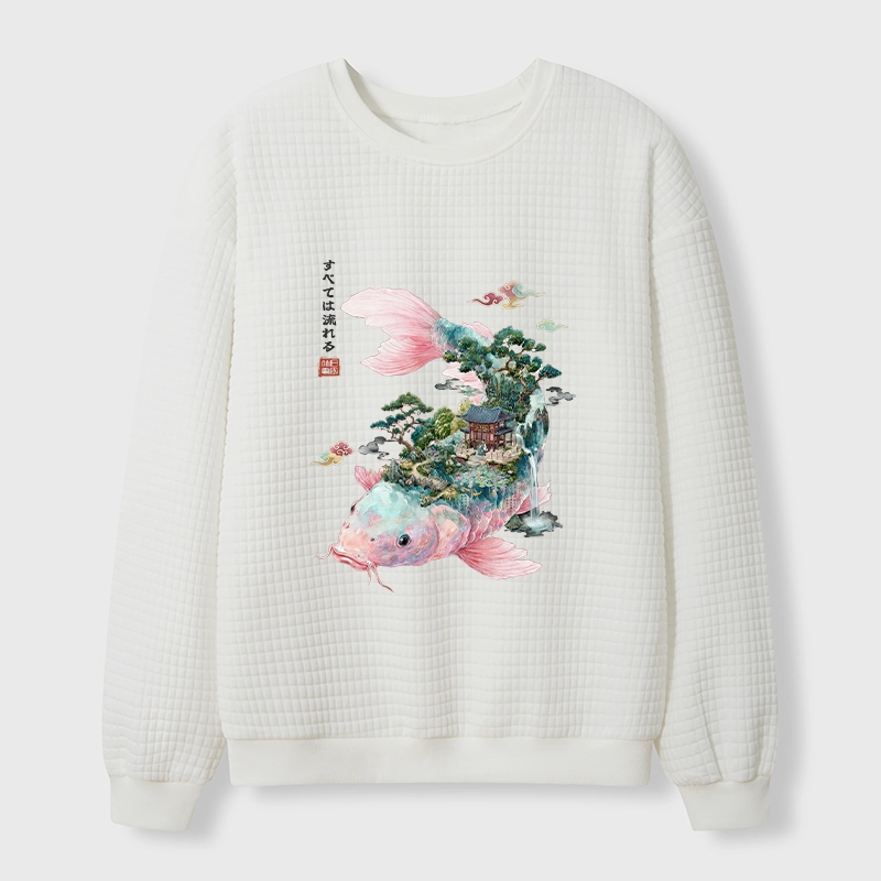 Tokyo-Tiger Journey Of The Flowing Koi Waffle Sweatshirt