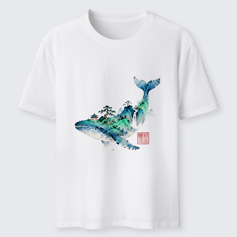 Tokyo-Tiger Whale Ink Painting Landscape Classic T-Shirt