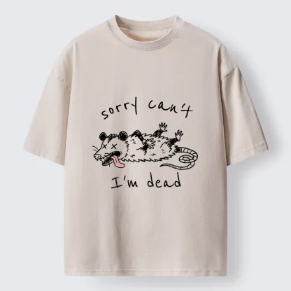 Tokyo-Tiger Opossum Dead Mode Funny Life Washed T-Shirt