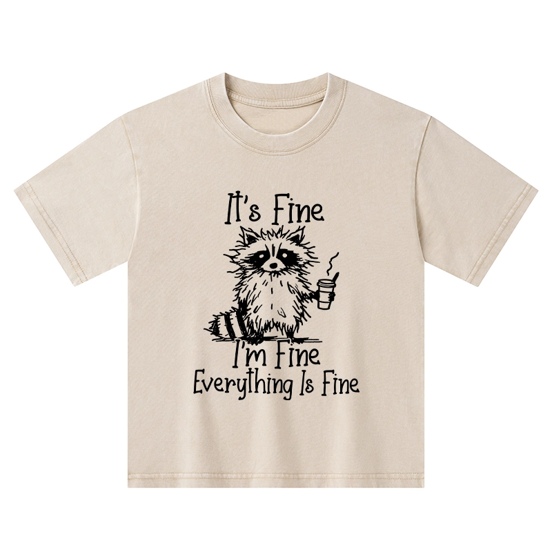Tokyo-Tiger Raccoon Fine Meme Kids Washed T-Shirt