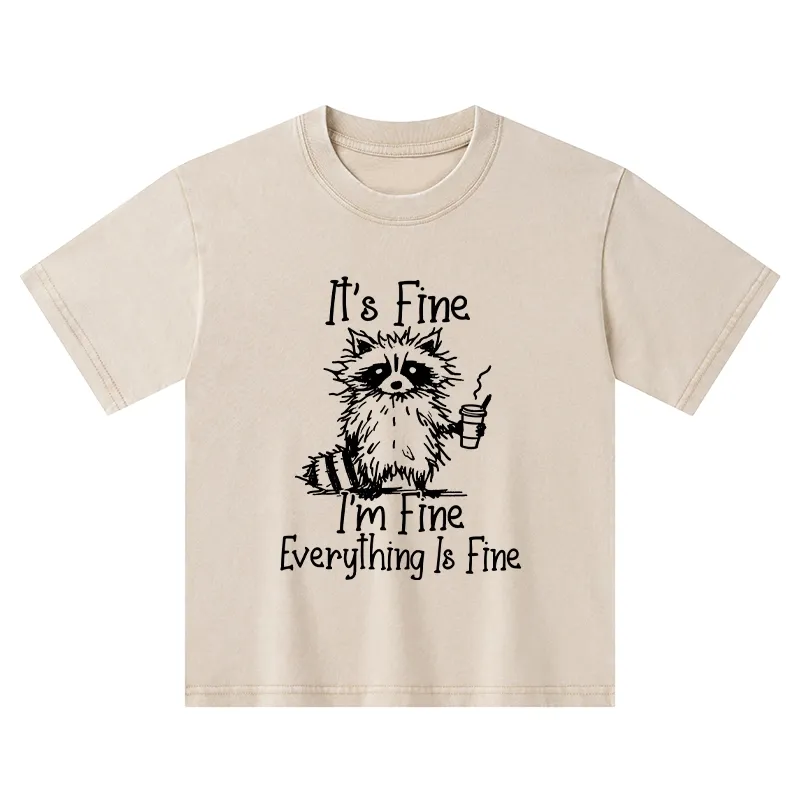 Tokyo-Tiger Raccoon Fine Meme Kids Washed T-Shirt