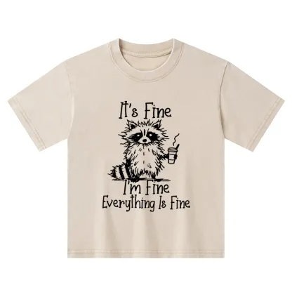 Tokyo-Tiger Raccoon Fine Meme Kids Washed T-Shirt