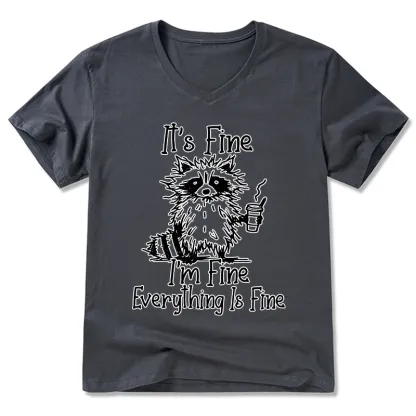 Tokyo-Tiger Raccoon Fine Meme V-Neck Classic T-Shirt
