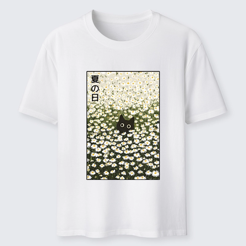 Tokyo-Tiger Summer Day Daisies Black Cat Classic T-Shirt