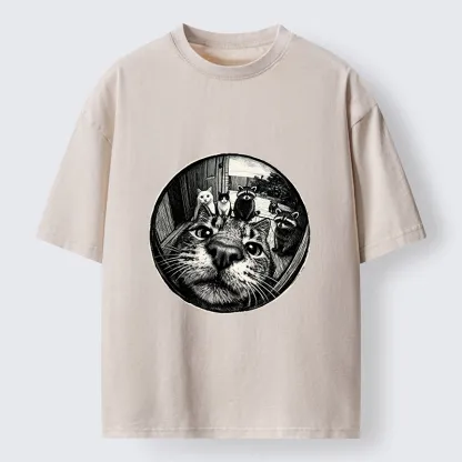 Tokyo-Tiger Cat Takes A Group Photo Washed T-Shirt