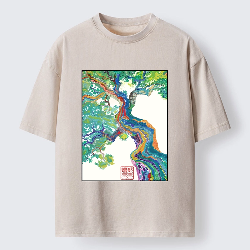 Tokyo-Tiger Colorful Magic Tree Washed T-Shirt