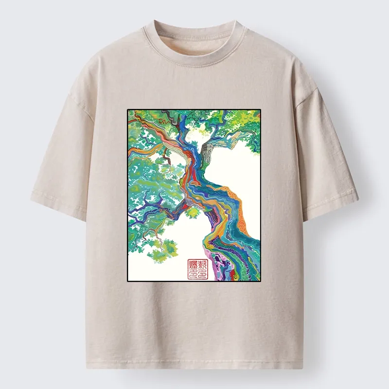 Tokyo-Tiger Colorful Magic Tree Washed T-Shirt Sale