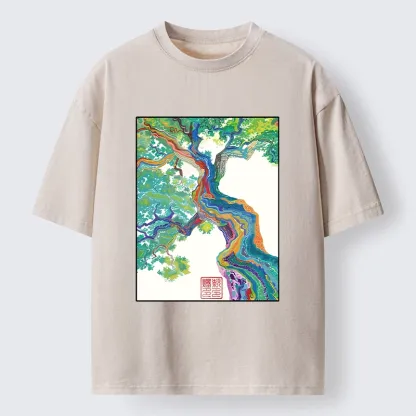 Tokyo-Tiger Colorful Magic Tree Washed T-Shirt