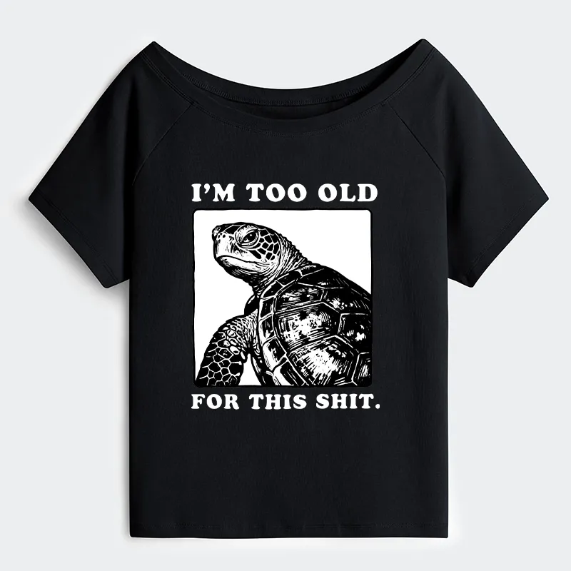 Tokyo-Tiger Turtle I Quit Meme Energy Off Shoulder T-Shirt