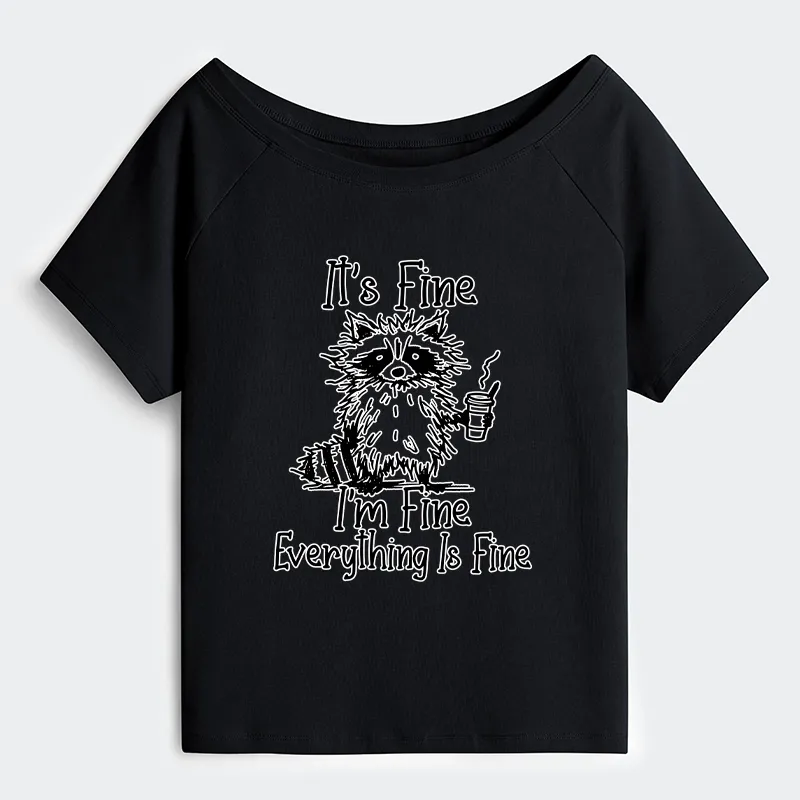 Tokyo-Tiger Raccoon Fine Meme Off Shoulder T-Shirt