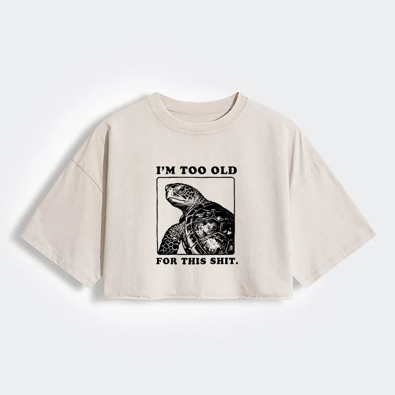 Tokyo-Tiger Turtle I Quit Meme Energy Women's Washed Crop T-Shirt Sale