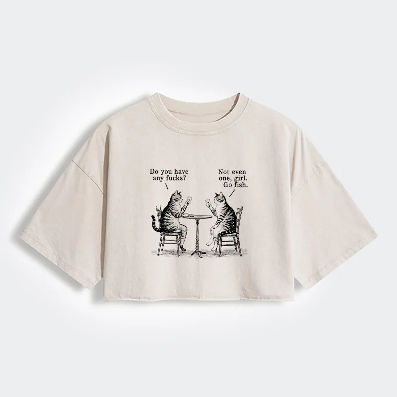 Tokyo-Tiger Cat Poker Night Women's Washed Crop T-Shirt Sale