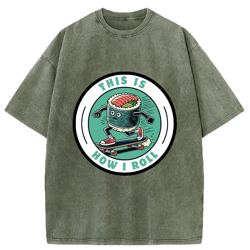 Tokyo-Tiger Sushi Skateboard Washed T-Shirt