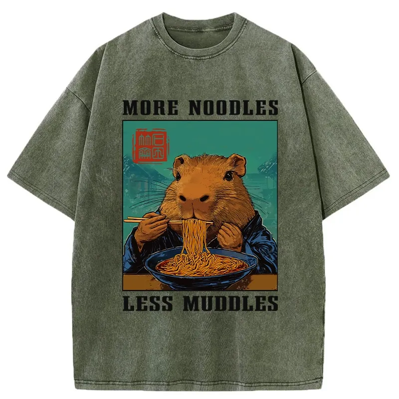 Tokyo-Tiger More Noodles Less Muddles Washed T-Shirt