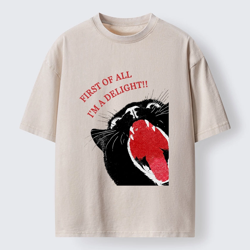 Tokyo-Tiger Funny Cat Yelling Quote Meme Washed T-Shirt