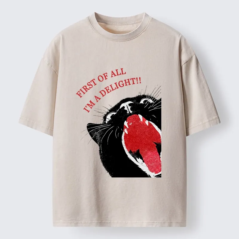 Tokyo-Tiger Funny Cat Yelling Quote Meme Washed T-Shirt Sale