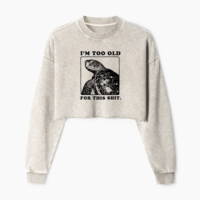 Tokyo-Tiger Turtle I Quit Meme Energy Washed Crop Sweatshirt