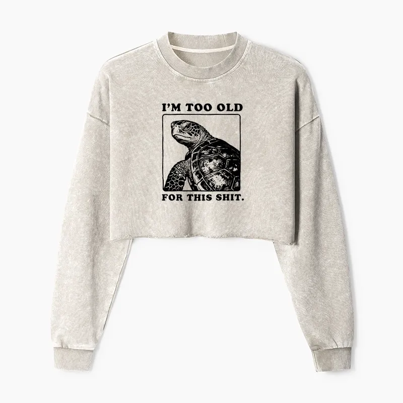 Tokyo-Tiger Turtle I Quit Meme Energy Washed Crop Sweatshirt