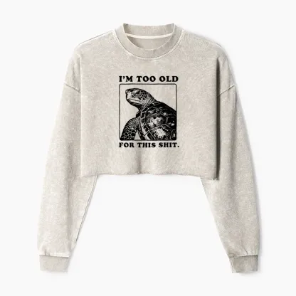 Tokyo-Tiger Turtle I Quit Meme Energy Washed Crop Sweatshirt