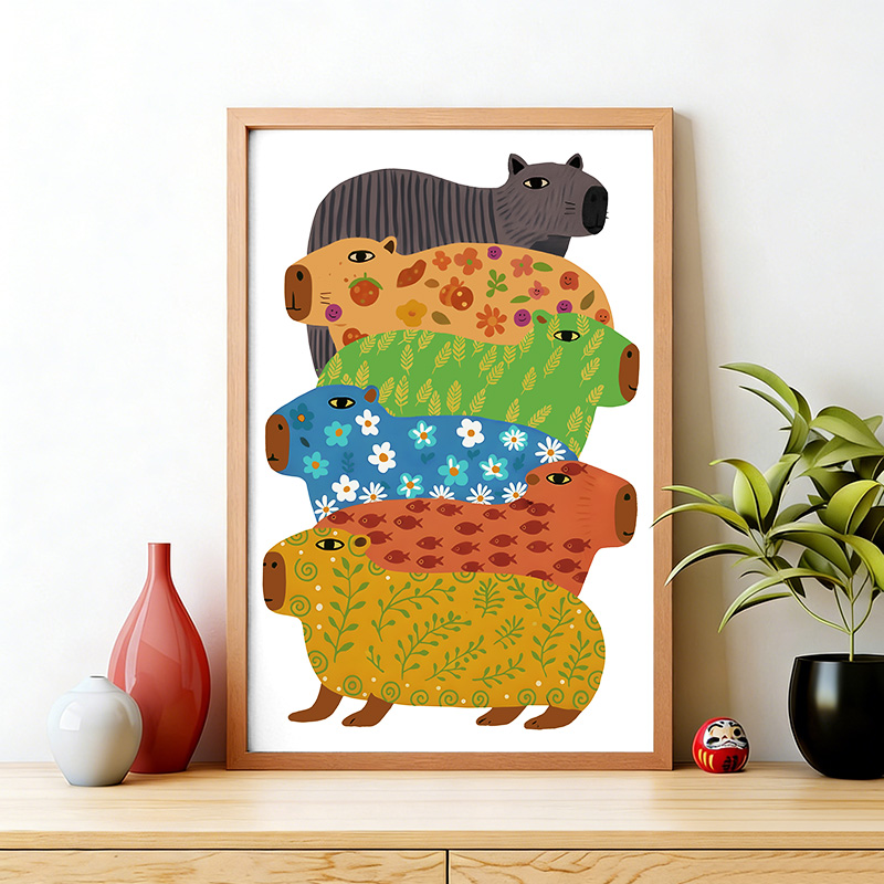 Tokyo-Tiger Colorful Capybaras Wall Art Poster