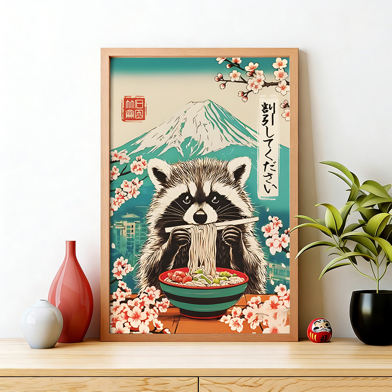 Tokyo-Tiger Please Give Raccoon A Discount Wall Art Poster