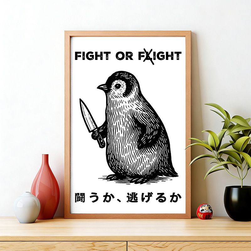 Tokyo-Tiger Funny Fight Or Flight Wall Art Poster