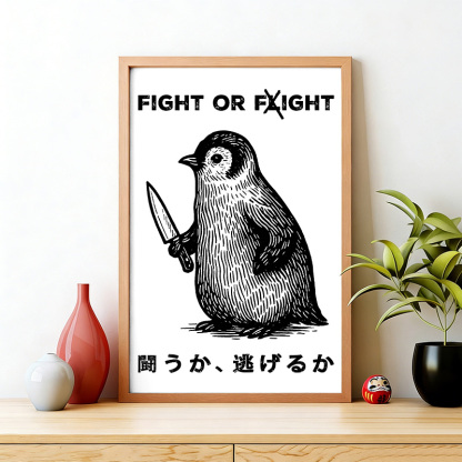Tokyo-Tiger Funny Fight Or Flight Wall Art Poster