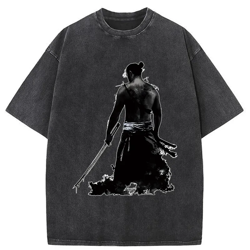 Tokyo-Tiger Strong Japanese Samurai Washed T-Shirt
