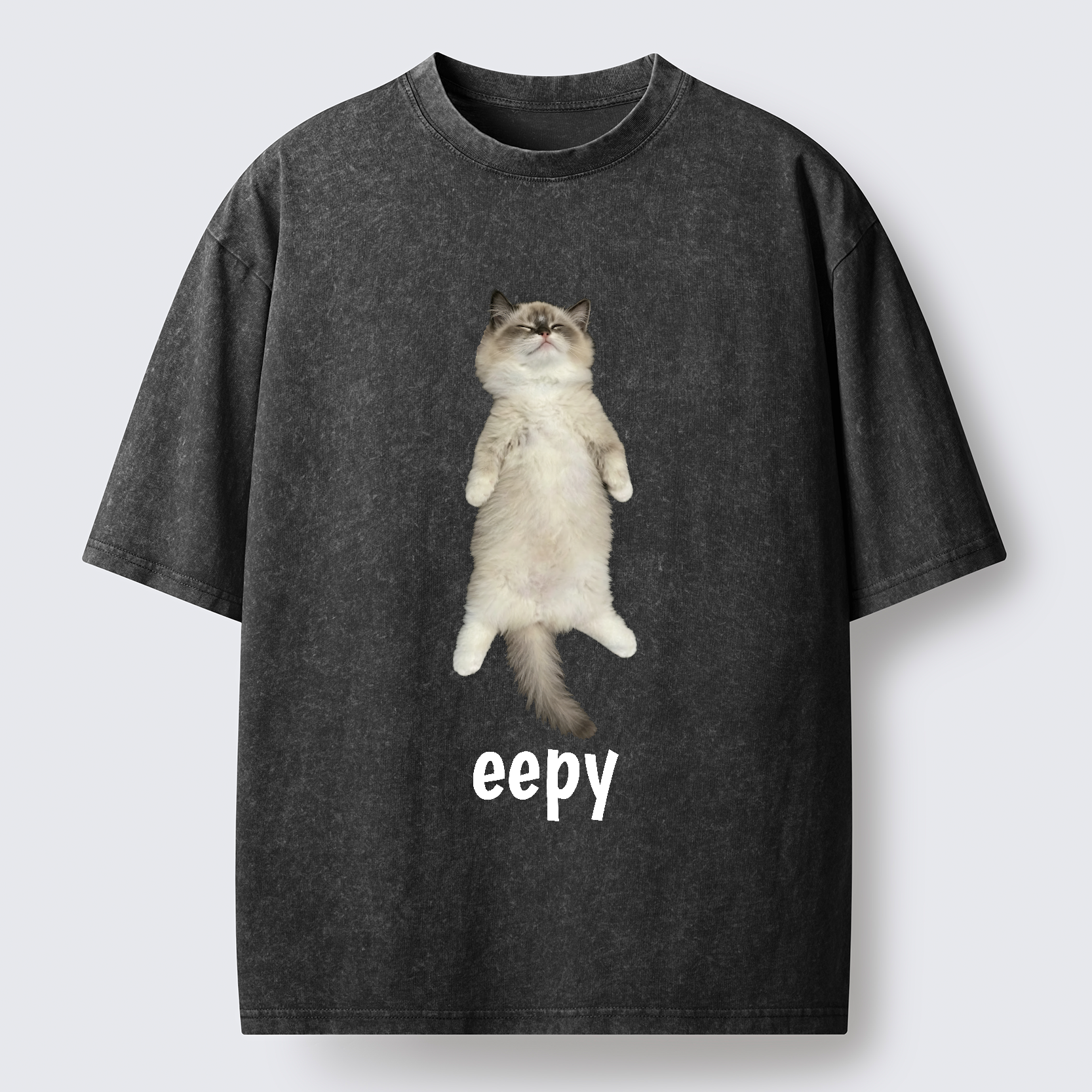 Tokyo-Tiger Cute Eepy Cat Washed T-Shirt