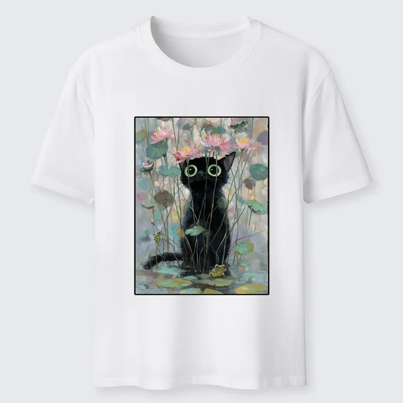 Tokyo-Tiger Black Cat In The Lotus Pond Classic T-Shirt Sale