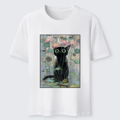 Tokyo-Tiger Black Cat In The Lotus Pond Classic T-Shirt