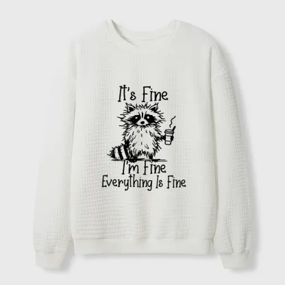 Tokyo-Tiger Raccoon Fine Meme Waffle Sweatshirt