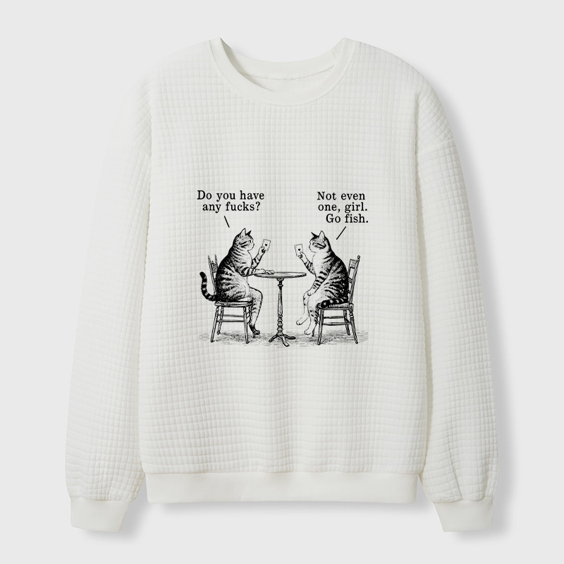 Tokyo-Tiger Cat Poker Night Waffle Sweatshirt