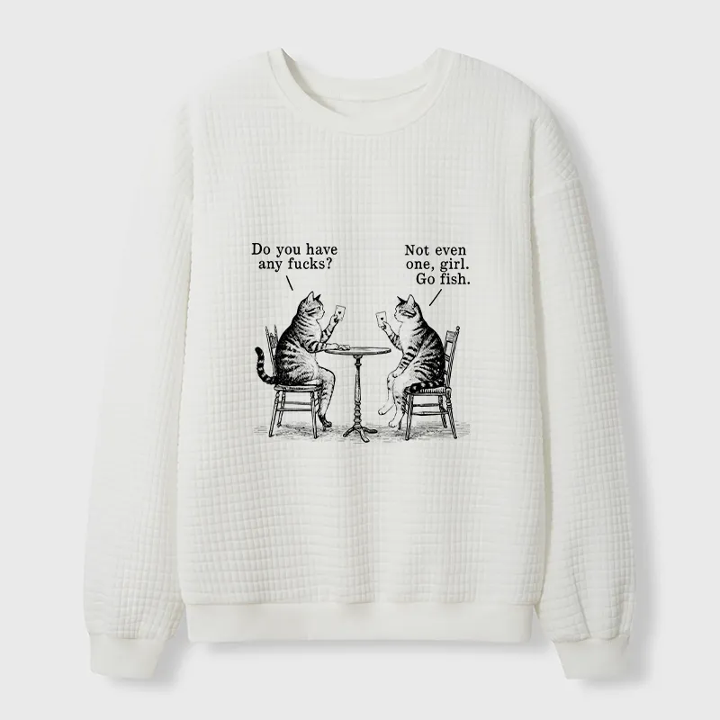 Tokyo-Tiger Cat Poker Night Waffle Sweatshirt