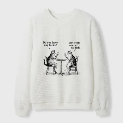 Tokyo-Tiger Cat Poker Night Waffle Sweatshirt