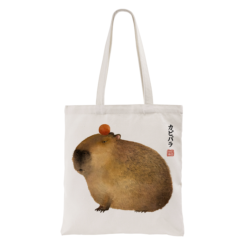 Tokyo-Tiger Calm Capybara Illustration Tote Bag