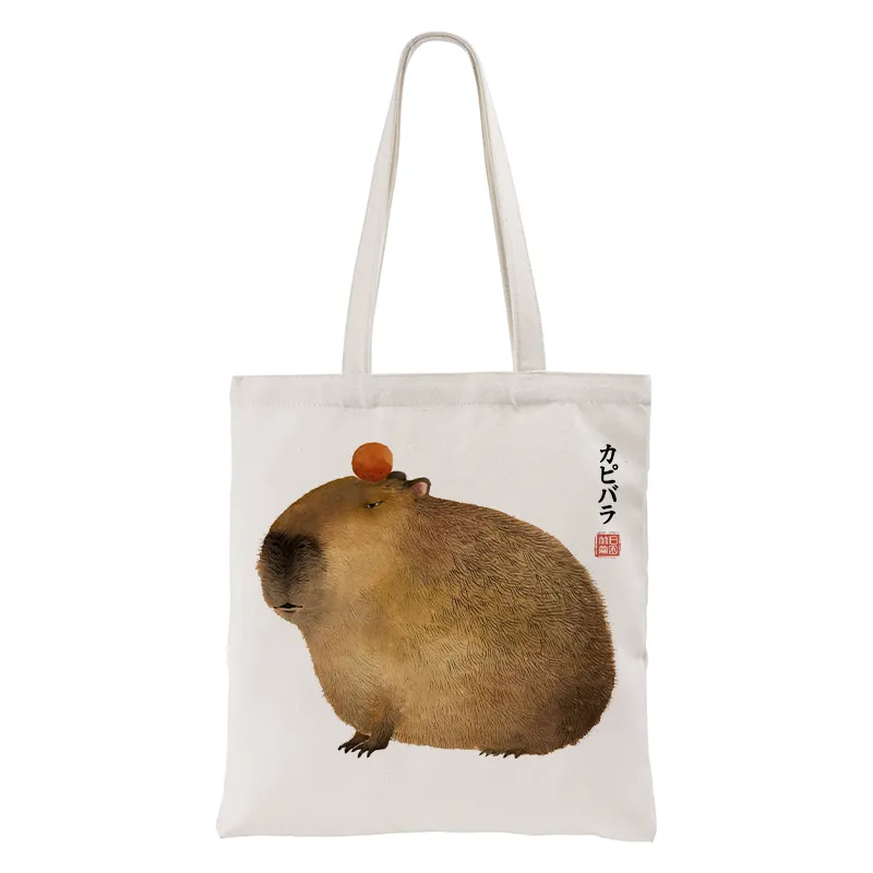 Tokyo-Tiger Calm Capybara Illustration Tote Bag