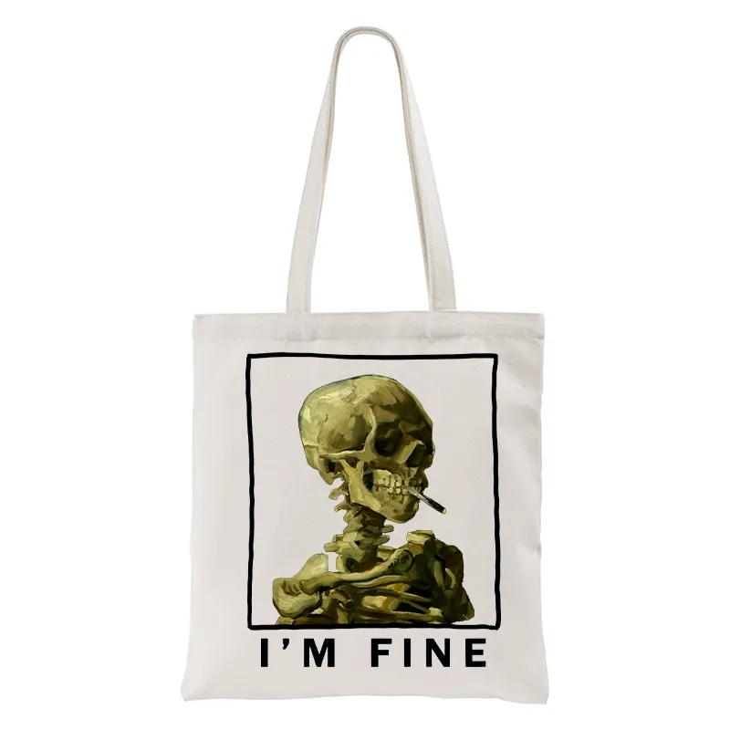 Tokyo-Tiger Skeleton Says Im Fine Tote Bag