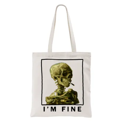 Tokyo-Tiger Skeleton Says Im Fine Tote Bag