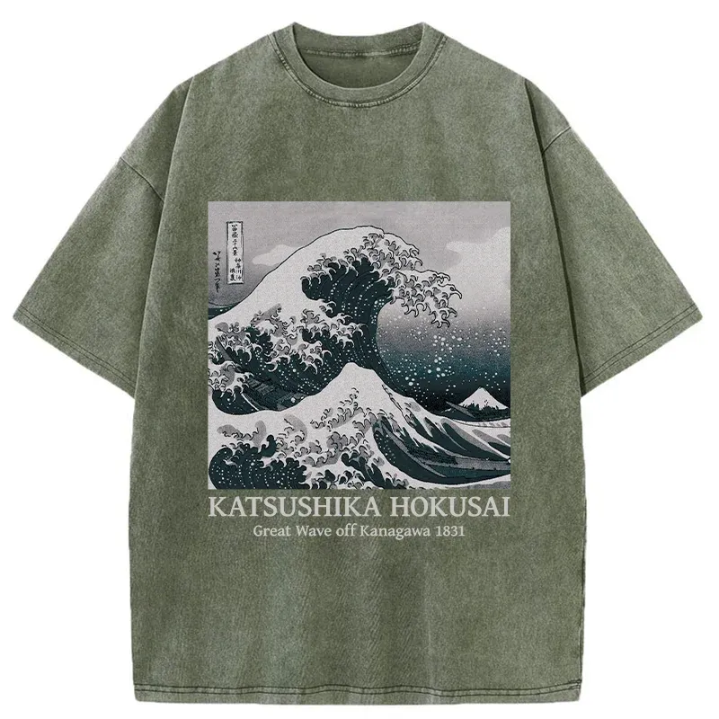 Tokyo-Tiger Ukiyoe Classic Waves Washed T-Shirt