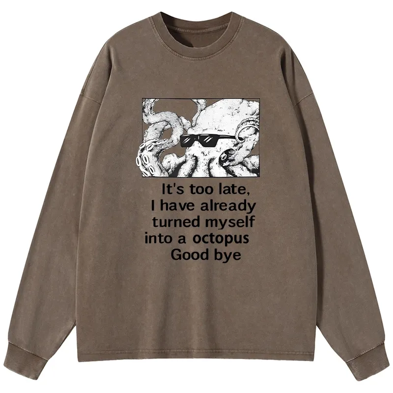 Tokyo-Tiger Octopus Meme I Disappeared Completely Washed Long Sleeve T-Shirt