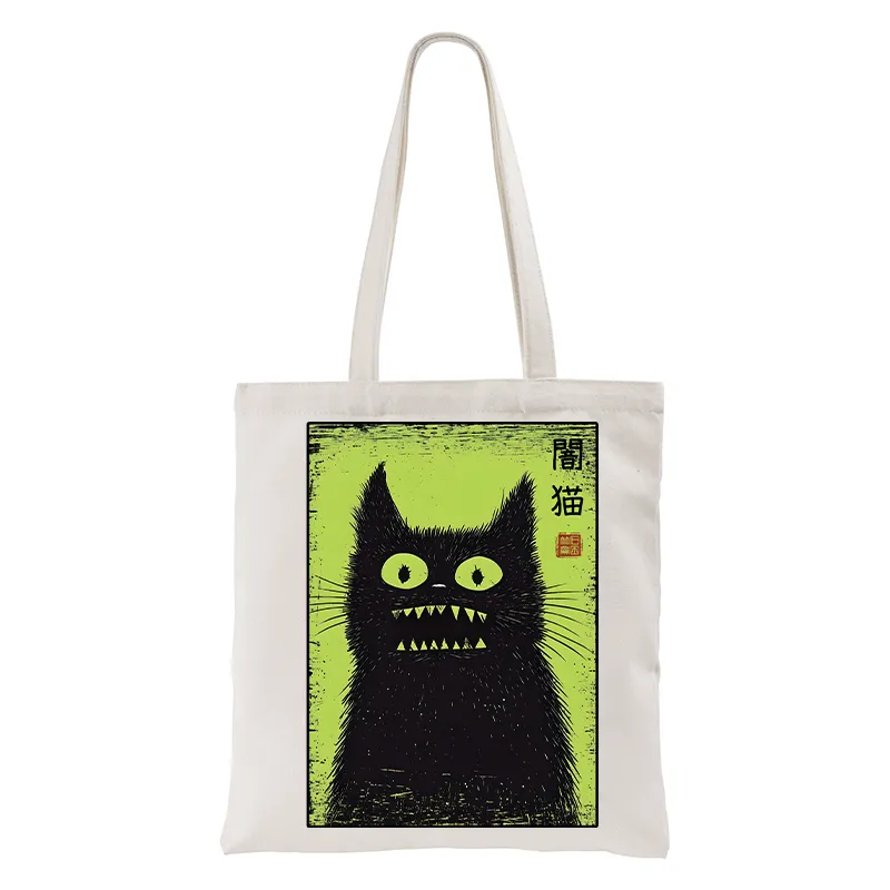 Tokyo-Tiger Spooky Black Cat Japanese Tote Bag